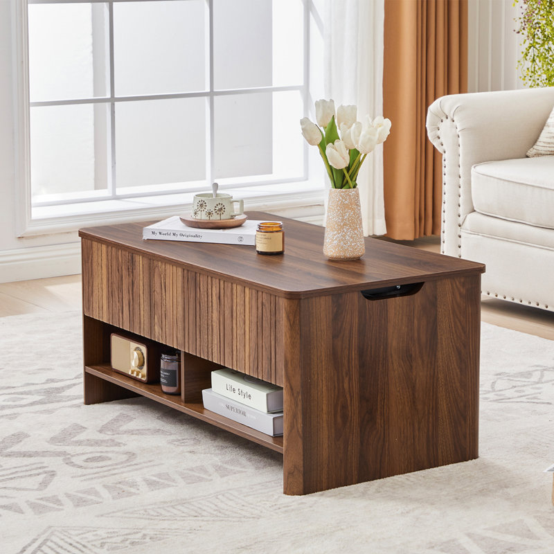 Table basse à plateau relevable 35,4 po, Brun