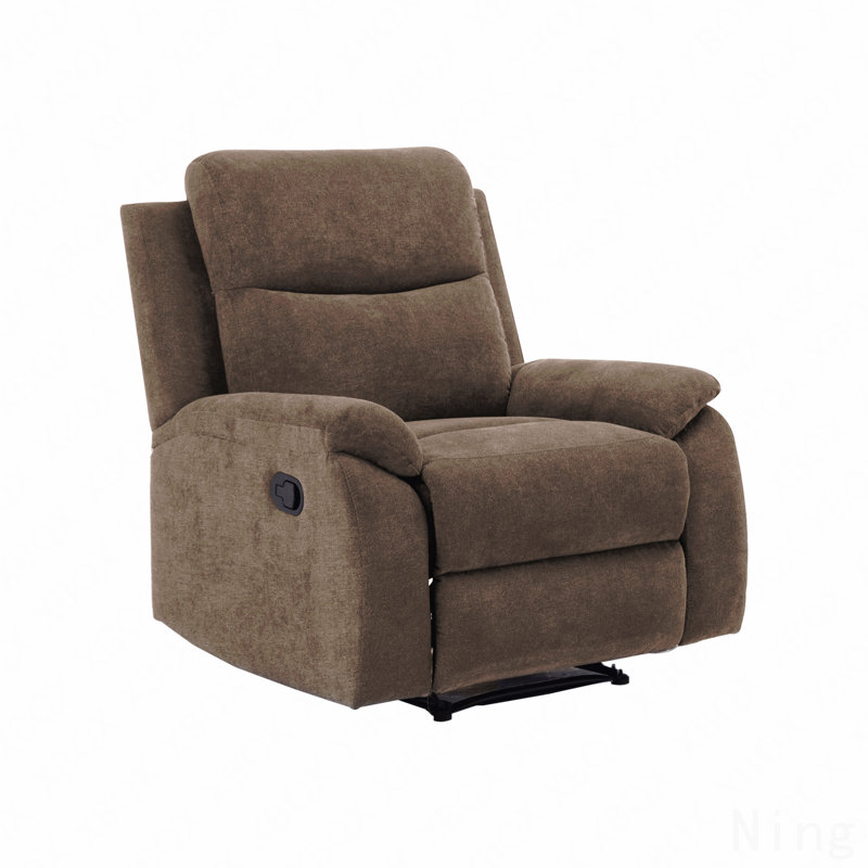 Fauteuil inclinable en tissu de luxe brun Ronald - structure en acier de bois franc, ressorts revêtus de mousse, coussins à plateau-coussin