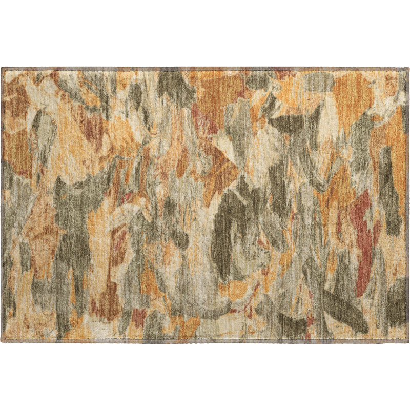 Premium Machine Washable Kumbhar AMF1344 Abstract Rug, Rectangle 1'8" x 2'6"