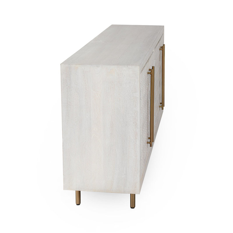 Abshire 76 in. W Solid Wood Sideboard, White Wash