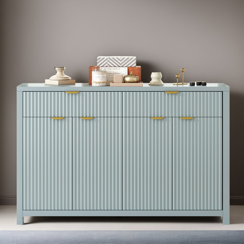 Console 55,12 po avec buffet et armoire de rangement pour la cuisine, Cyan