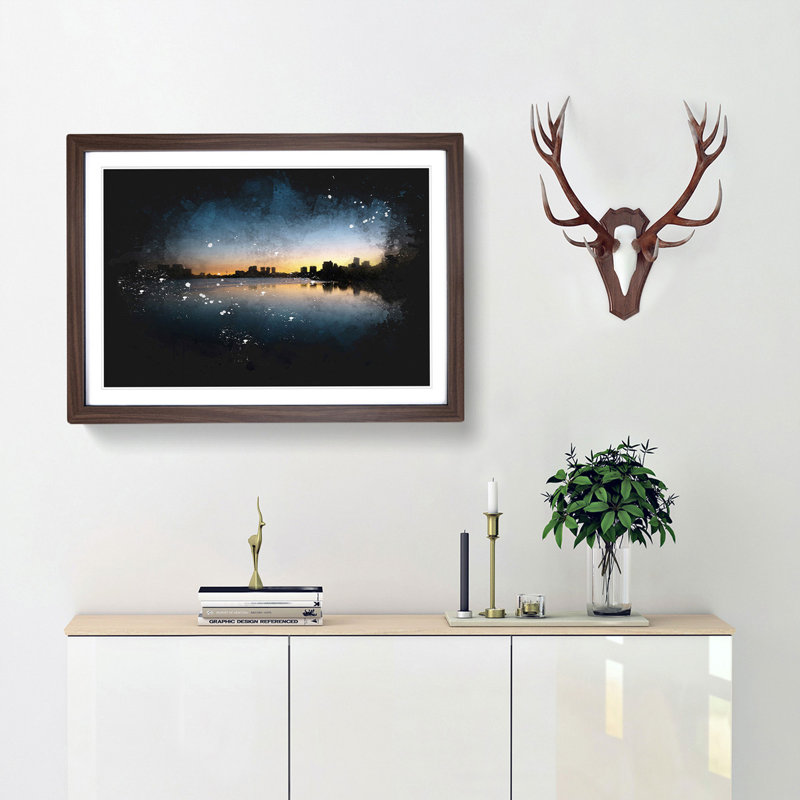 Cambridge Massachusetts Skyline - Framed Print, Walnut Framed, 62cm H x 87cm W x 2cm D