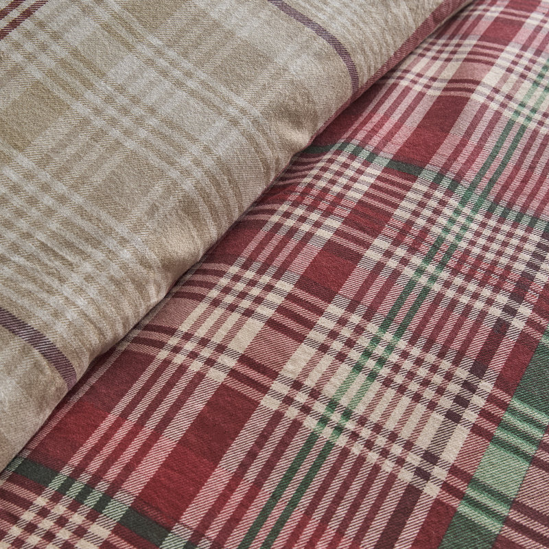 Bennet Check Cotton Geometric Duvet Cover Set, King Size Bed (230 x 220 cm)