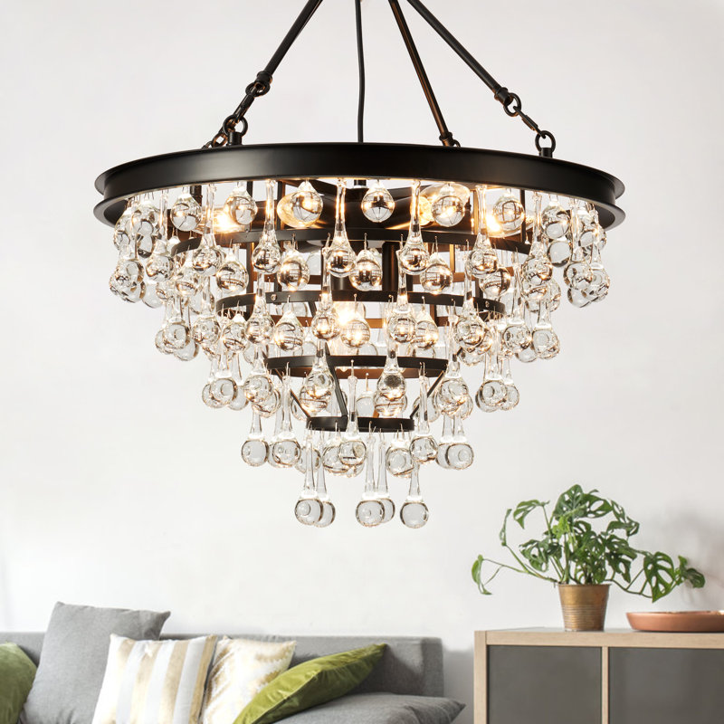 9- Light Dimmable Tiered Crystal Chandelier With Adjustable Chain