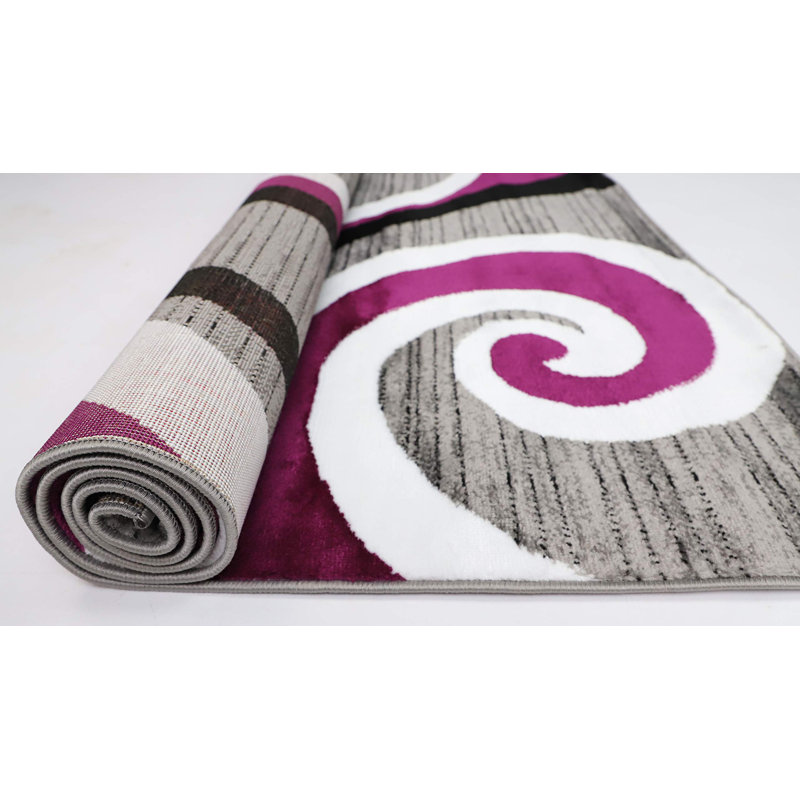 GloryRugsModernPurpleSwirlsAreaRug,Carpet forBedroom,LivingRoom,Dining-Sevilla4817, Rectangle 3'11.2" x 5'10.8"