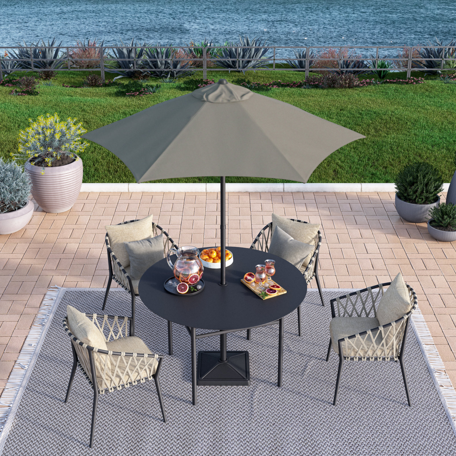 Toscana 90'' Outdoor Umbrella, Taupe
