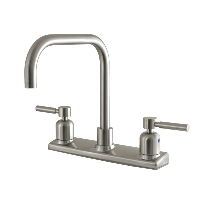 Kingston Brass Concord Two-Handle 2-Hole 8" Centerset Kitchen Faucet, Brushed Nickel