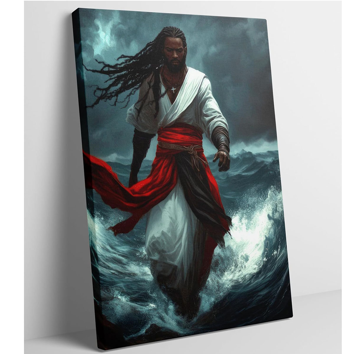 Marlow Home Co. Black Jesus Walks On Water Canvas Wall Art African ...