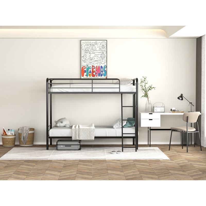 Bunk Bed with Built-in Ladder Included, Black