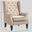 Chaise longue capitonnée à boutons, beige-980401129
