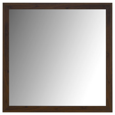 Yels Dresser Mirror, Squared Corners, Flat Glass Design, Brown Wood