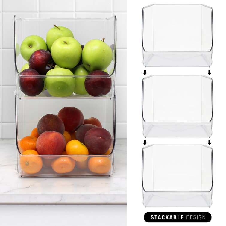 Sorbus Plastic Storage Bins Stackable Clear Pantry Organizer Box Bin  Containers for Organizing Kitchen Fridge, Food, Snack Pantry Cabinet,  Fruit, Vegetables, (Narrow - Pack of 6) 