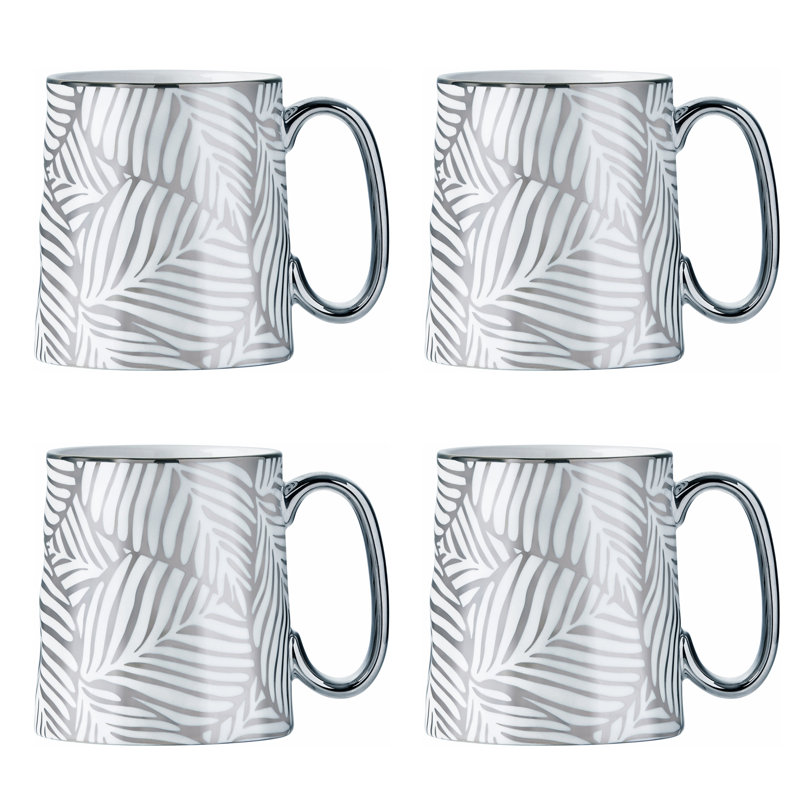 Tropical Mugs, White/Silver