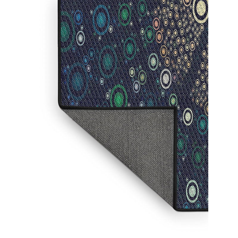Tapis noir/bleu ciel à motifs, Rectangle 5 pi x 7 pi