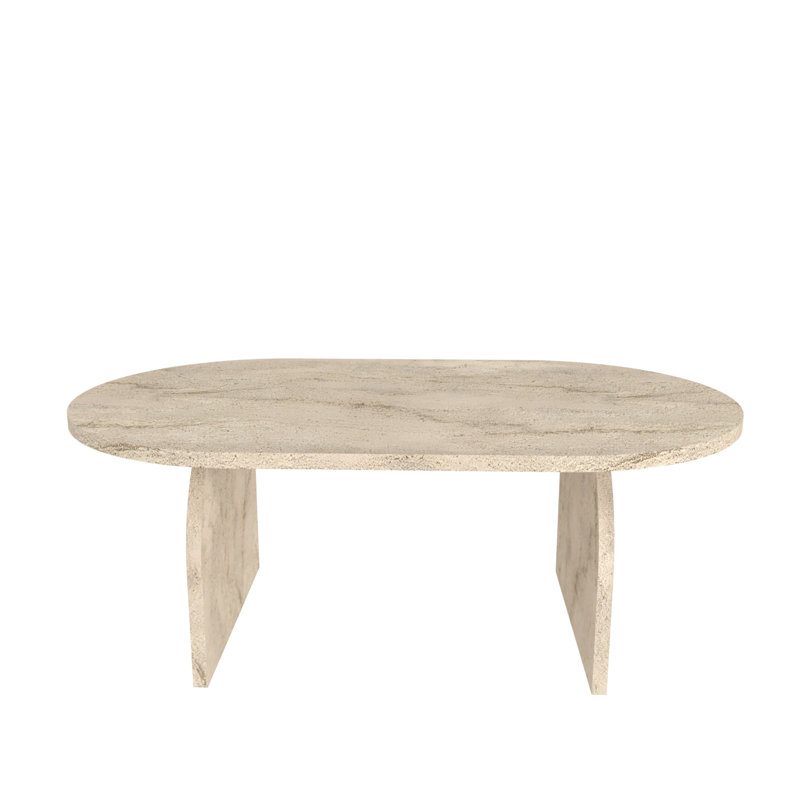 Mono 120 Cm Oval-Cut Coffee Table, Cream