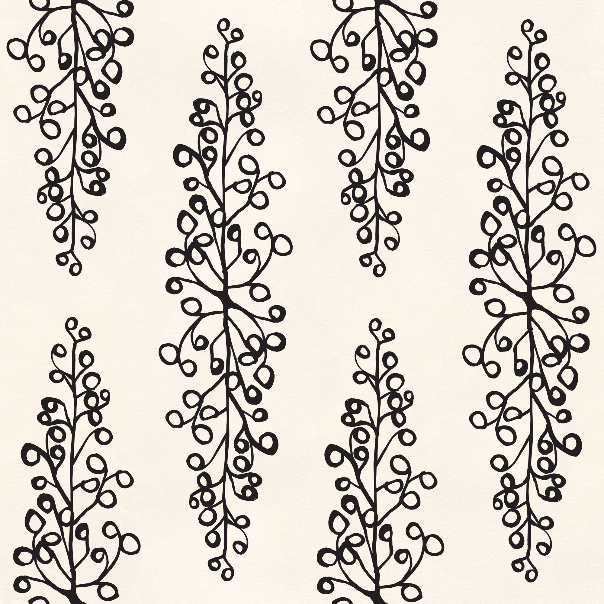 Kirk Modern Floral Wallpaper, Cream/Black