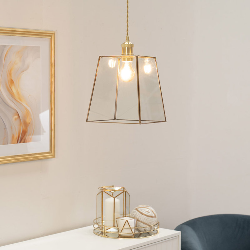 19cm H Glass Square Lamp Shade ( Clip On ), Gold