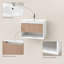 Base de meuble-lavabo flottant 30 po seulement, armoire murale moderne en MDF avec tiroir cannelé et tablette ouverte, blanc / chêne