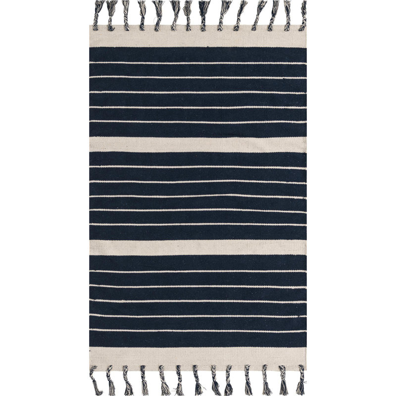 Gwin Cotton Striped Indoor Rug, Rectangle 4' x 6'