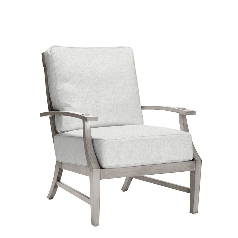 Croquet Patio Chair with Cushions, No Welt, Oyster, Bali Pearl