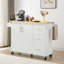 Îlot de cuisine avec comptoir à abattant, chariot d'îlot de cuisine roulant, table d'îlot de cuisine avec porte de grange avec armoire de rangement et support de tour, table d'îlot sur roulettes pour la cuisine-927338638