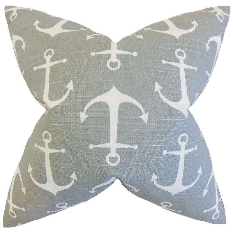Enye Square Pillow Cover & Insert, Navy Blue, Feather/Down, 26'' H x 26'' W x 6'' D
