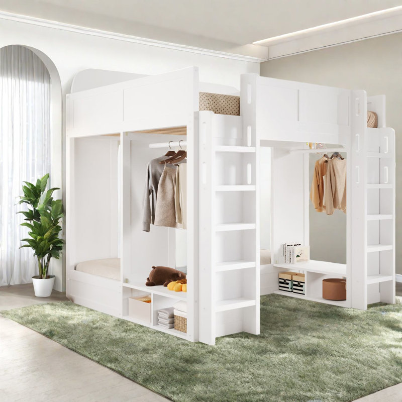 Lits en bois peu encombrants avec rangement, style moderne pour la maison