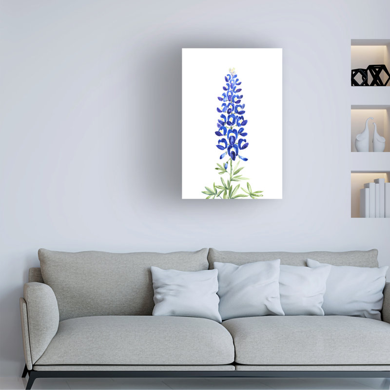 Art floral sur toile, "Bluebonnet" de Texas Blursbyai, L 16 po x H 24 po