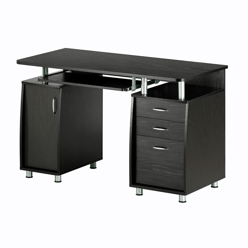 Harris 48'' Floating Computer Desk with Drawers and Storage Cabinet, Espresso