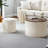 2-Piece Set Round Chenille Storage Ottoman, Equipped With A Drum Shaped Small Stool, Storage Space, And MDF Made Desktop Panel-810629278