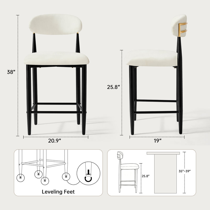 Ensemble de 4 tabourets de comptoir Velora 25,8 po Velora, Blanc