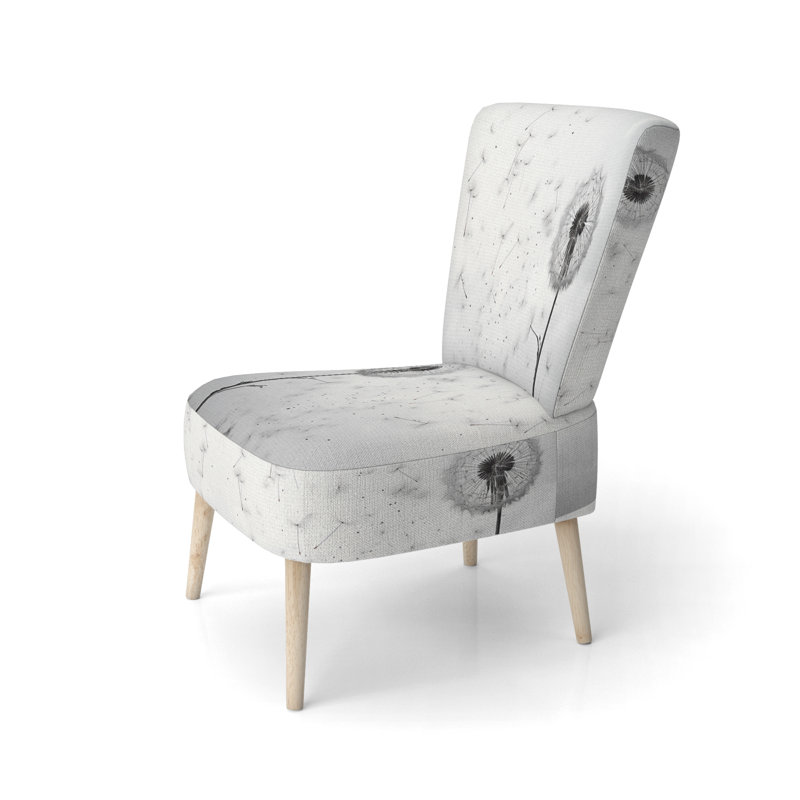 Minimalims Dandelion Natures Fragility I - Chaise d'appoint rembourrée scandinave, chaise d'appoint grise
