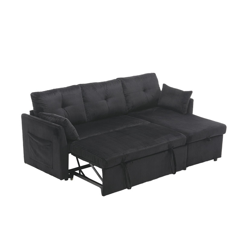 Amiera 4 Seater Sofa Bed, Black Velvet