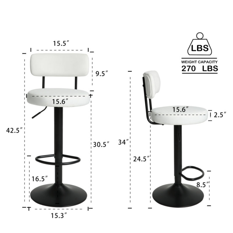 Tabouret de bar Burgos, Blanc
