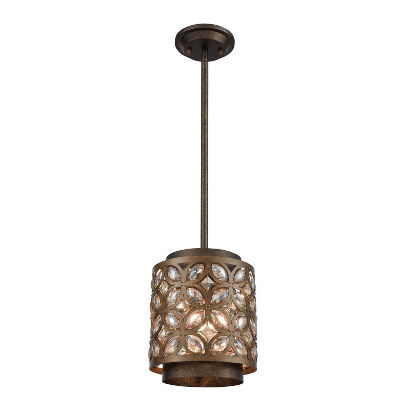 Mocha Deep Bronze Mini Pendant with Crystal Drum