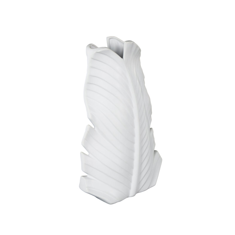 Vase décoratif Cole and Grey, Blanc, H 15,15 po x l 9,6 po x P 3,75 po