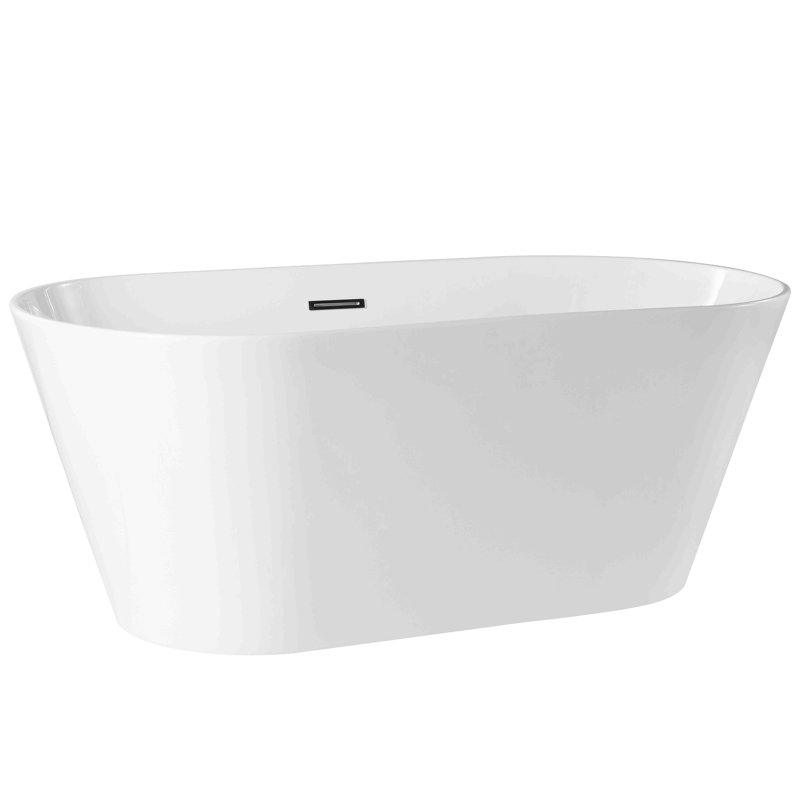 Baignoire de trempage autoportante en acrylique - Conception à double dossier avec bonde préinstallée et base à 6 points
