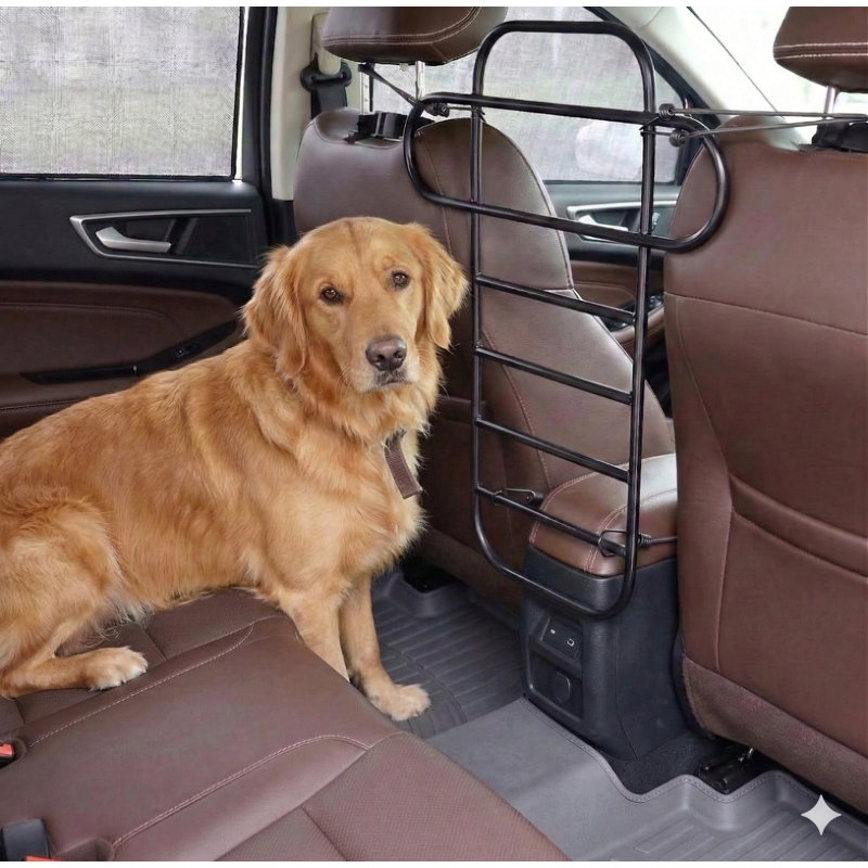 Barrière en métal pour chien de petite à moyenne taille, difficile à grimper, cloison durable pour véhicule, sécurisée avec des cordes élastiques et des sangles à boucles, installation simple, garantie à vie limitée
