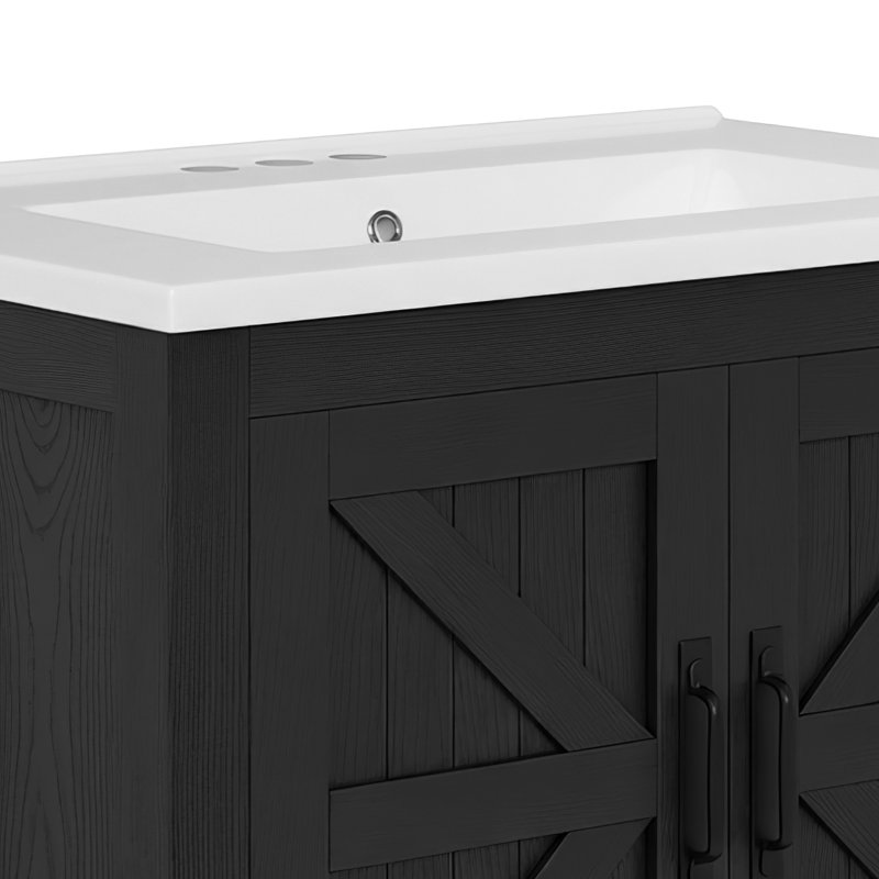  Meuble-lavabo 30 po avec lavabo Farmhouse, Black