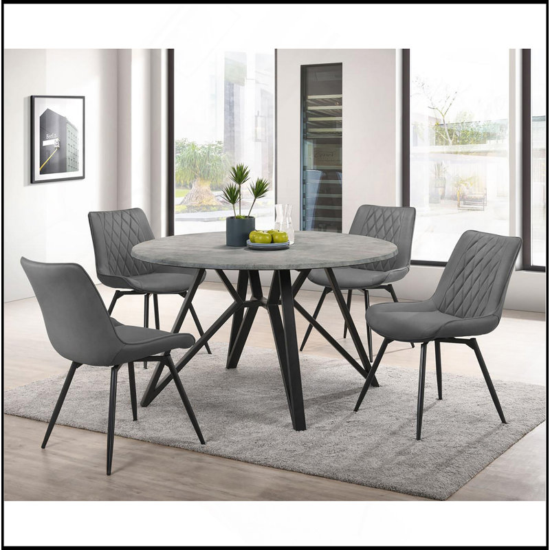 Ensemble de 2 chaises pivotantes grises capitonnées