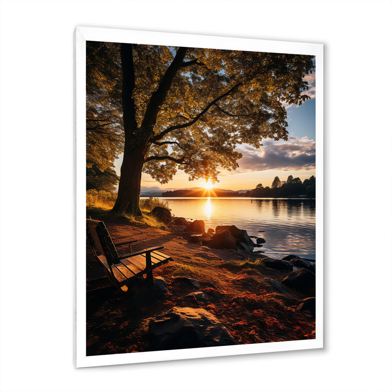 Décoration murale Waterfront Benchs II - Lakehouse, H 32 po x l 16 po x P 1 po, Cadre simple blanc