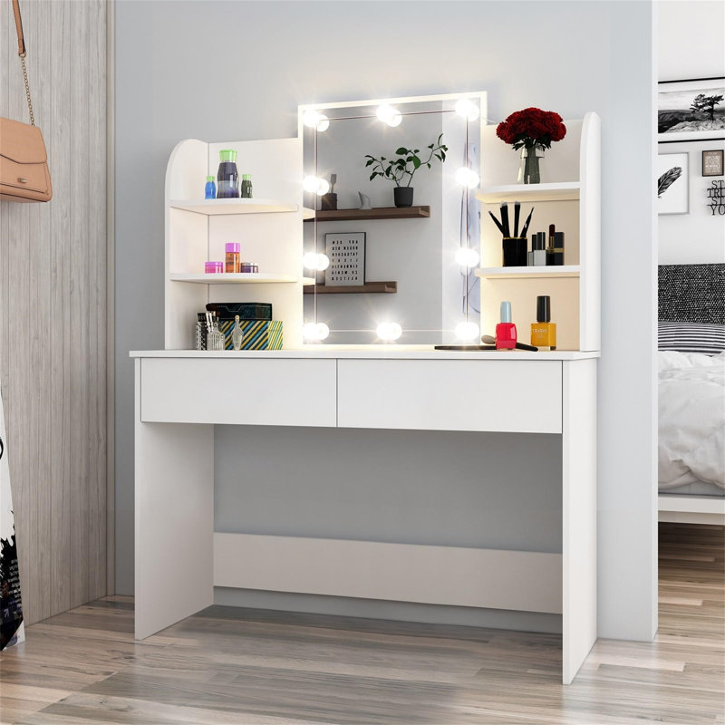 Botyu Dressing Table with Mirror, White