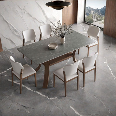 Table rectangulaire en bois massif de style Wabi-sabi