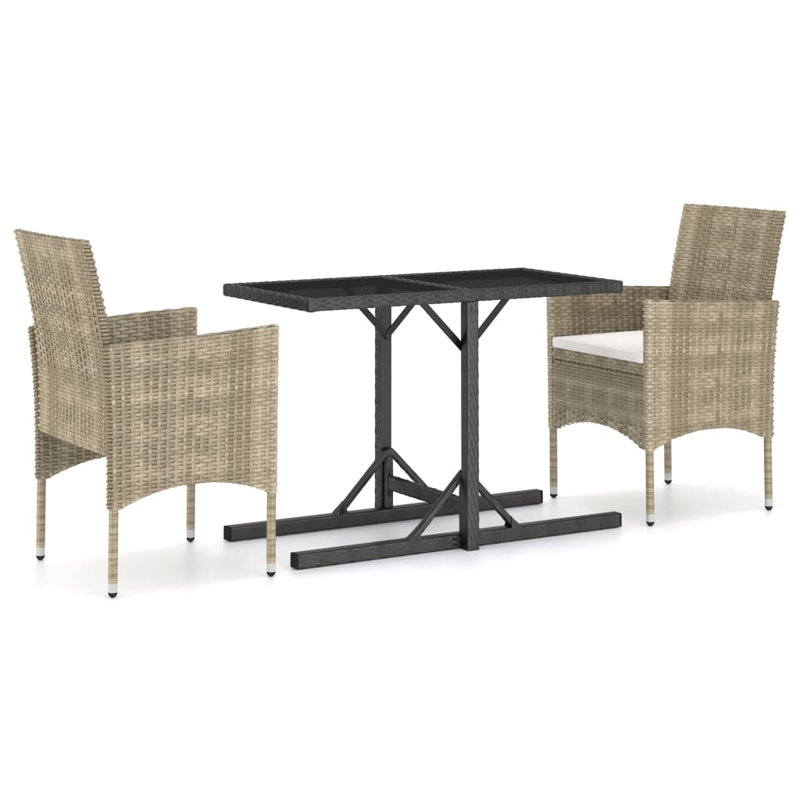  Dining Set Beige, Cream White, Black, Beige