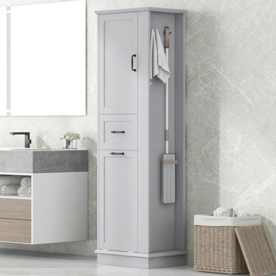 Freestanding Linen Cabinet With Tilt-Out Compartment