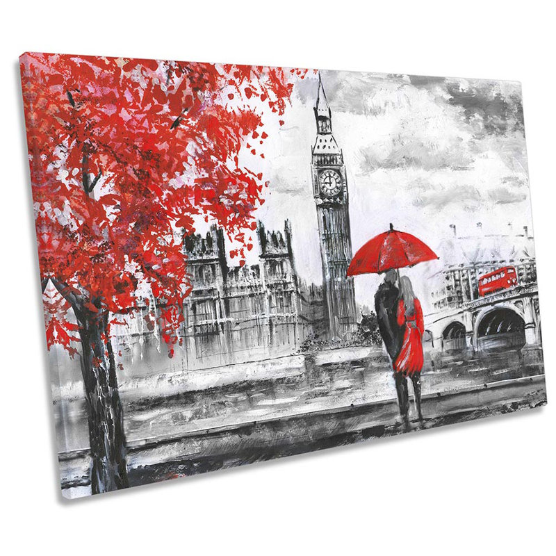 Big Ben London Umbrella - Wrapped Canvas Print, 30.5cm H x 45.7cm W x 2cm D