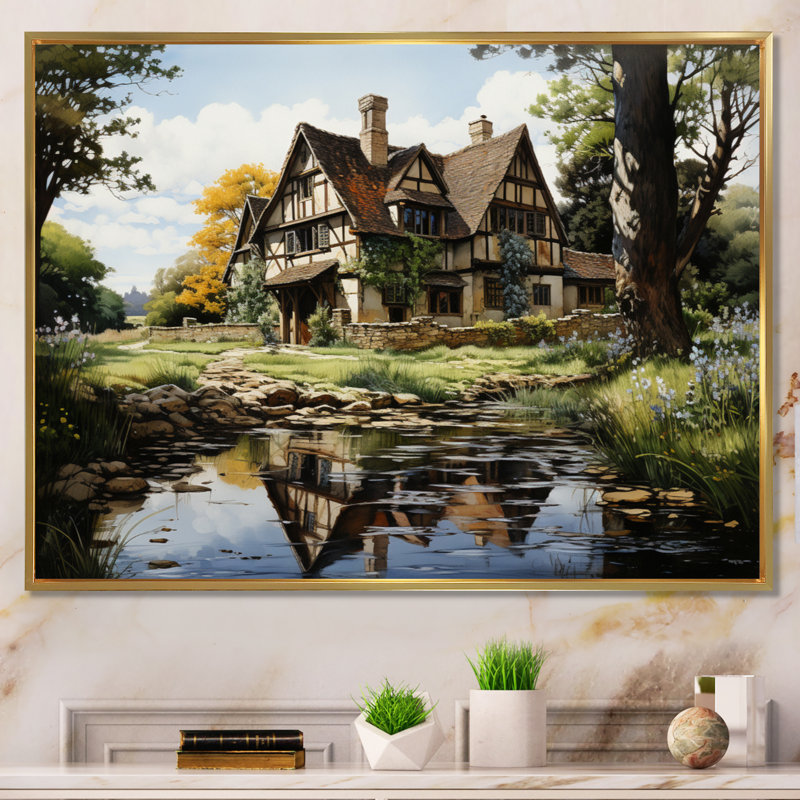 «England Cotswold Charmengland Landscape II», reproduction sur toile, H 16 po x l 32 po x P 1 po, Cadre flottant doré