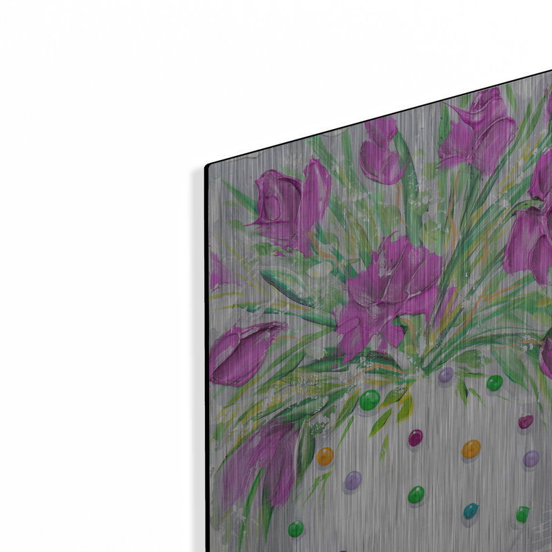 Art mural en métal «Polka Dot Mauve» par Estelle Grengs, Luxe, H 16 po x l 12 po