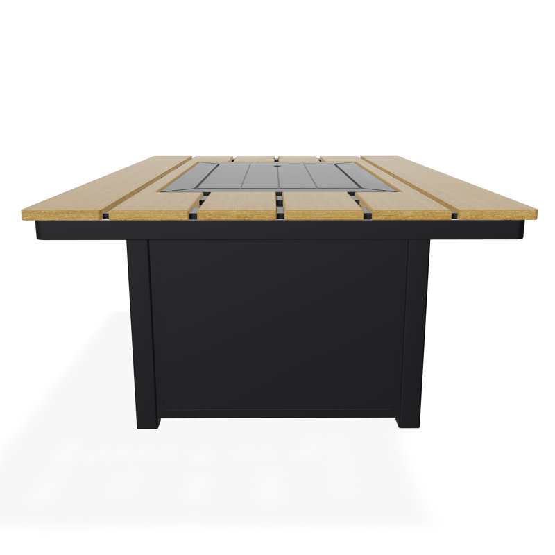 36" x 54" Rustic Polymer Fire Table with Propane Shelf, Black