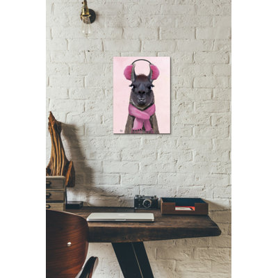 «Chilly Llama Pink» par Fab Funky - impression sur toile tendue